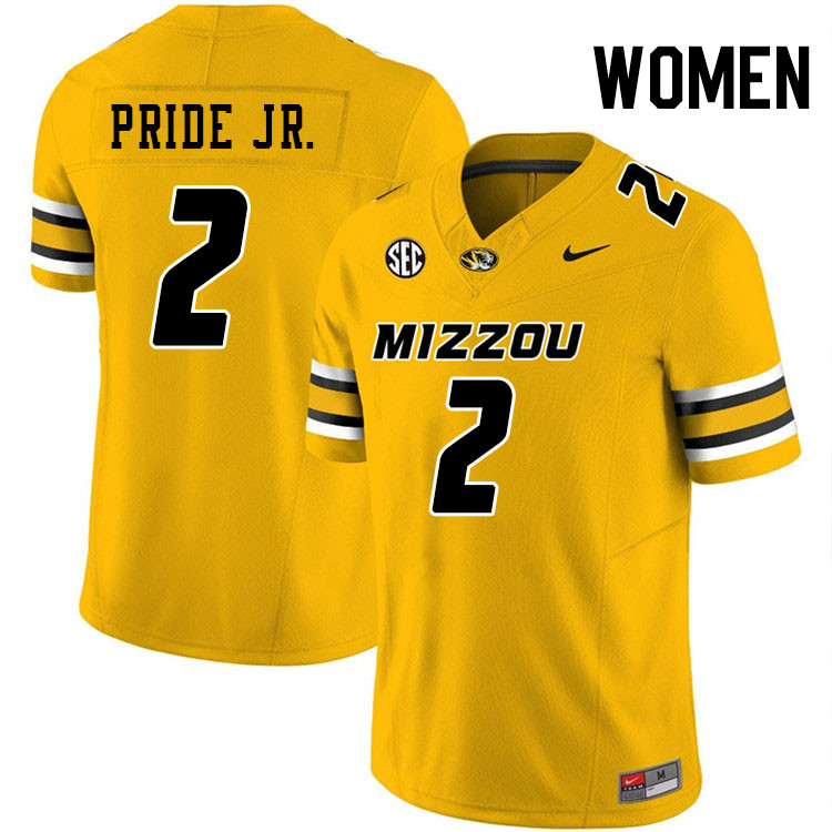 Women #2 Toriano Pride Jr. Missouri Tigers College Football Jerseys Stitched-Gold